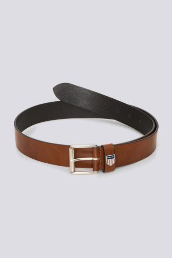 OPASEK GANT D1. RETRO SHIELD LEATHER BELT hnědá 95