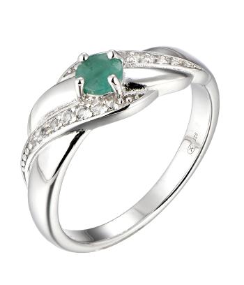Brilio Silver Nádherný stříbrný prsten se smaragdem Precious Stone CR/SR08997E 50 mm