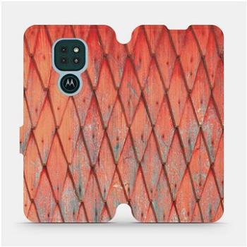 Flipové pouzdro na mobil Motorola Moto G9 Play - MK01S Oranžový vzor dřeva (5903516383061)