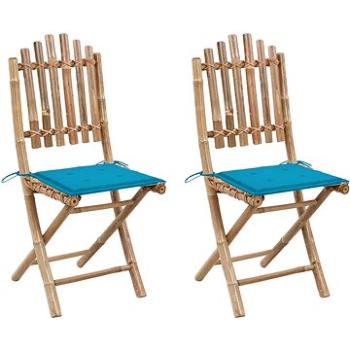 Skládací zahradní židle s poduškami 2 ks bambus, 3063997 (3063997)