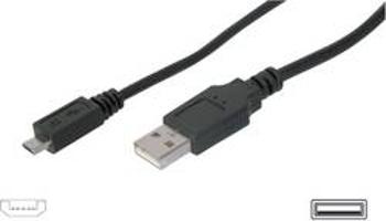 Kabel USB 2.0, vidlice A ⇔ vidlice Micro B, 3 m, černý