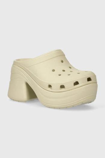 Pantofle Crocs Siren Clog dámské, béžová barva, na platformě, 208547