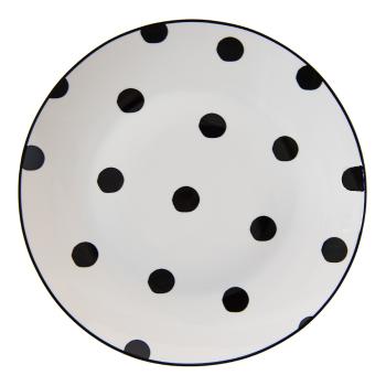 Porcelánový dezertní talířek s černými puntíky Black Dot - Ø20*2 cm BDDP