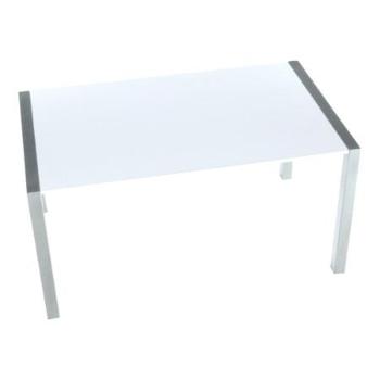 Kondela Jídelní stůl, rozkládací, MDF / kov, bílá extra vysoký lesk HG / stříbrná, DARO