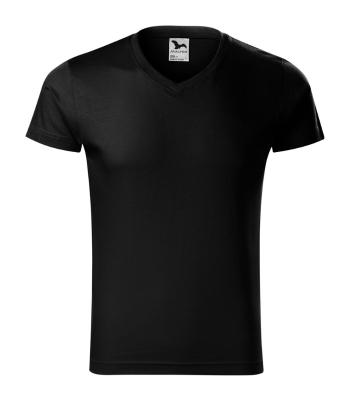 MALFINI Pánské tričko Slim Fit V-neck - Černá | M
