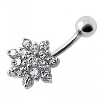 Šperky4U Stříbrný piercing do pupíku - kytička - BP01032-C
