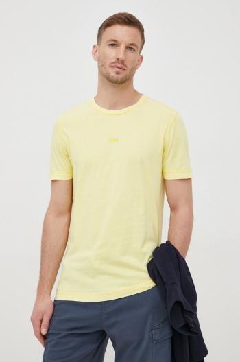 Bavlněné tričko Boss Boss Casual žlutá barva, hladký
