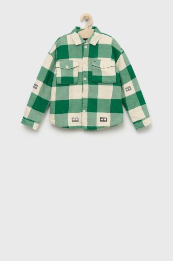Dětská bavlněná košile Tommy Hilfiger zelená barva