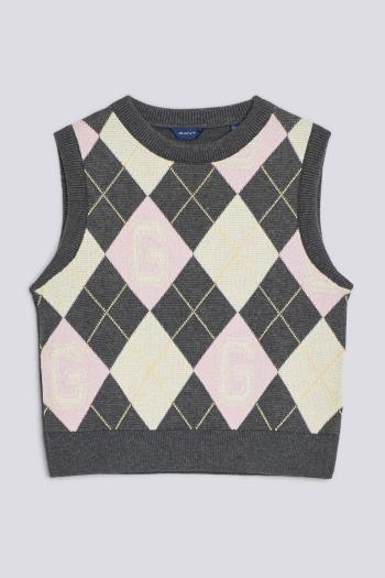 PLETENÁ VESTA GANT D2. ARGYLE KNIT VEST šedá 170