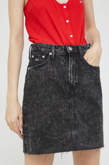 Džínová sukně Tommy Jeans černá barva, mini
