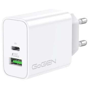 GoGEN síťová nabíječka s USB/USB-C, PD 30W a Fast Charge, ACHPD 230 W, bílá (GOGACHPDQ230W)