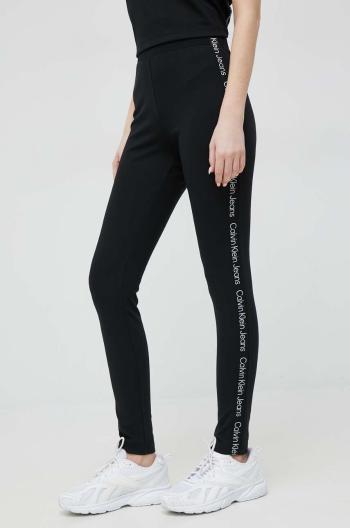 Legíny Calvin Klein Jeans dámské, černá barva, s aplikací