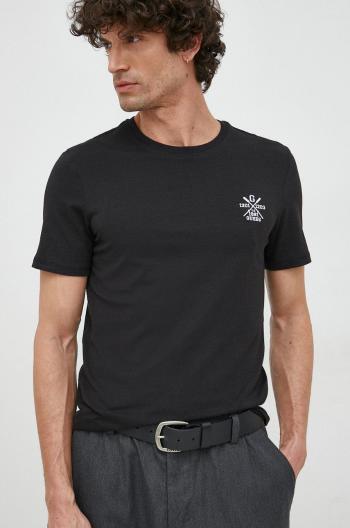 Bavlněné tričko Guess černá barva, s aplikací