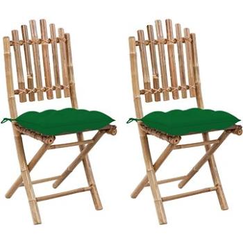 Skládací zahradní židle s poduškami 2 ks bambus, 3064007 (3064007)