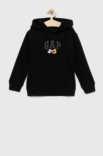 Dětská mikina GAP X Disney černá barva, s kapucí, s potiskem