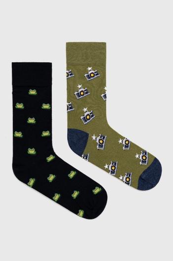 Ponožky John Frank (2-pack) pánské, zelená barva
