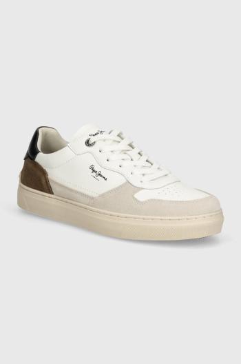 Kožené sneakers boty Pepe Jeans PMS00019 bílá barva, CAMDEN NATURE M