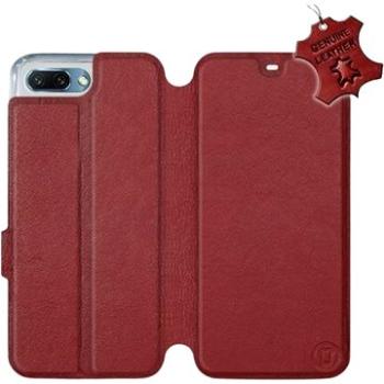 Flip pouzdro na mobil Honor 10 - Tmavě červené - kožené -   Dark Red Leather (5903226516438)