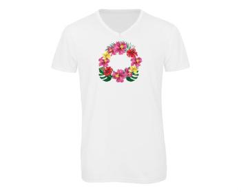 Pánské triko s výstřihem do V Rámeček - tropické květiny