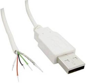 USB kabel s volným koncem BKL Electronic 10080110, zástrčka USB 2.0 typ A, 1.80 m, bílá, 1 ks