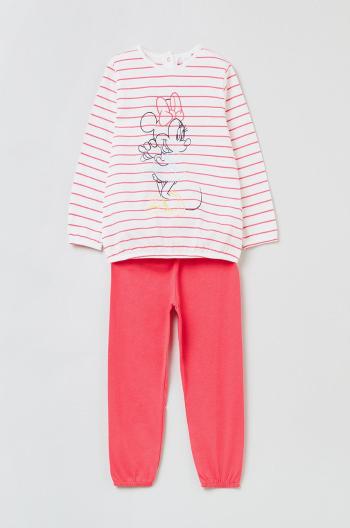 Dětské bavlněné pyžamo OVS X Disney růžová barva, vzorovaná