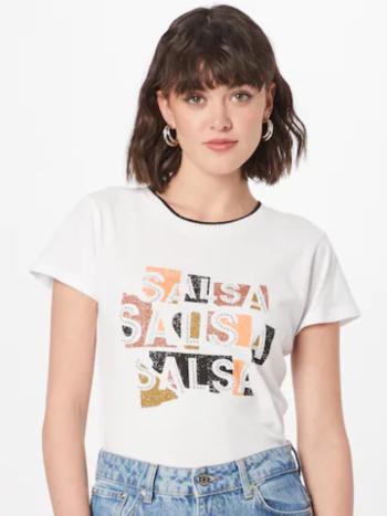 Salsa Jeans dámské bílé tričko s ozdobnými kamínky - S (0071)