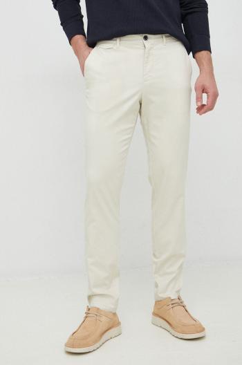 Kalhoty Sisley pánské, béžová barva, přiléhavé