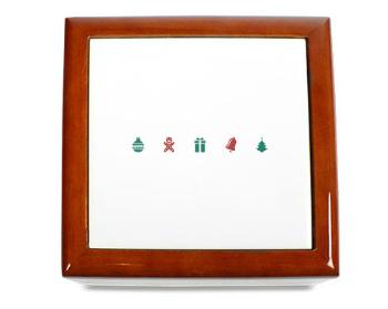 Dřevěná krabička symboly vánoc
