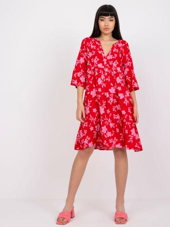 ČERVENÉ OVERSIZE MIDI KOŠILOVÉ ŠATY D73771M30214C-RED Velikost: S