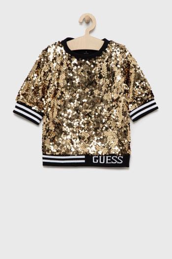 Dětské tričko Guess zlatá barva