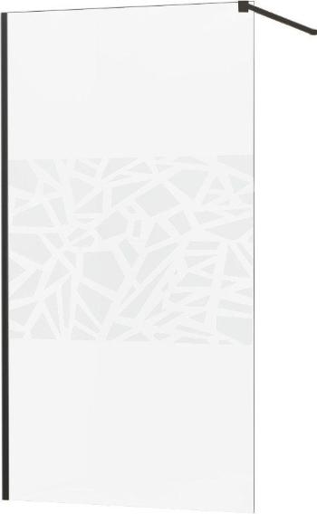 MEXEN/S KIOTO Sprchová zástěna WALK-IN 70x200 cm 8 mm, černá, bílý vzor 800-070-101-70-85