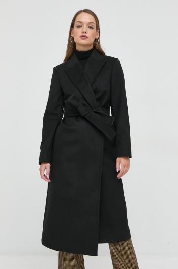 Vlněný kabát Patrizia Pepe černá barva, přechodný, bez zapínání