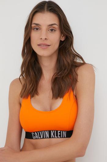 Plavková podprsenka Calvin Klein oranžová barva, mírně vyztužený košík