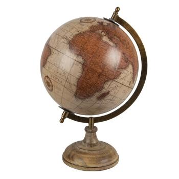 Béžovo-hnědý dekorativní glóbus na dřevěném podstavci Globe - 22*22*37 cm 64920