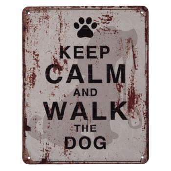 Nástěnná kovová cedule Keep Calm Walk a Dog - 20*25 cm 6Y4335