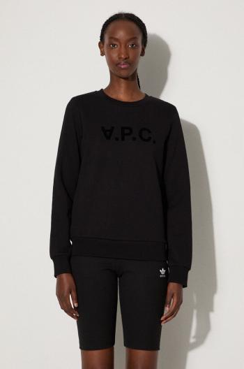 Bavlněná mikina A.P.C. Sweat Viva dámská, černá barva, s potiskem