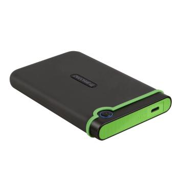 TRANSCEND 2TB StoreJet 25M3C SLIM, 2.5”, USB-C (3.1 Gen 1) Externí Anti-Shock disk, tenký profil, šedo/zelený