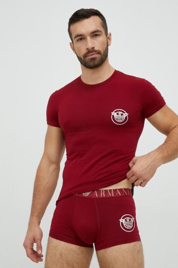 Tričko a boxerky Emporio Armani Underwear vínová barva, s potiskem