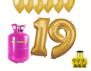 HeliumKing Helium párty set na 19. narozeniny se zlatými balónky