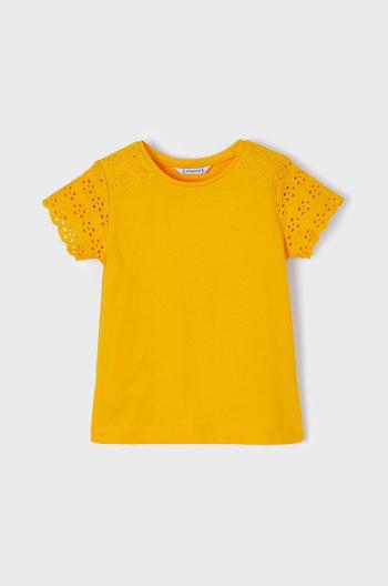 Dětské bavlněné tričko Mayoral oranžová barva