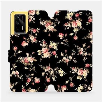 Flipové pouzdro na mobil Realme GT 5G - VD02S Květy na černé (5903516667758)