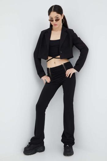 Kalhoty Sixth June dámské, černá barva, zvony, medium waist