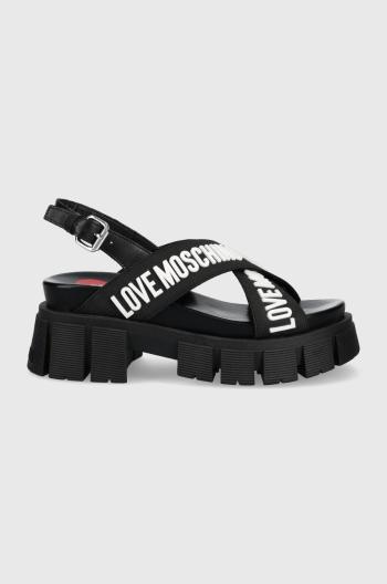 Sandály Love Moschino dámské, černá barva, na platformě