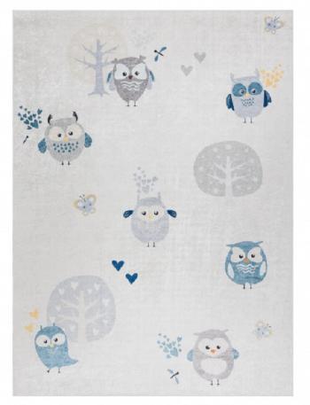 Dywany Łuszczów Dětský kusový koberec Bambino 1161 Owls grey - 140x190 cm Šedá