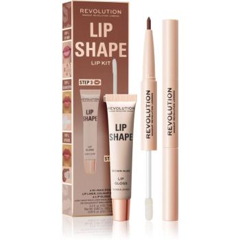 Makeup Revolution Lip Shape Kit sada na rty odstín Brown Nude 1 ks