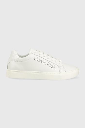 Kožené sneakers boty Calvin Klein bílá barva