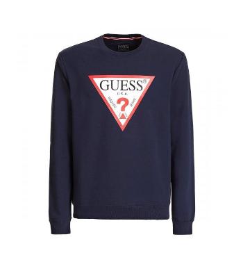 Guess GUESS pánská modrá mikina ORGANIC COTTON SWEATER