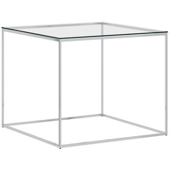 Konferenční stolek stříbrný 50x50x43cm nerezová ocel a sklo (289038)