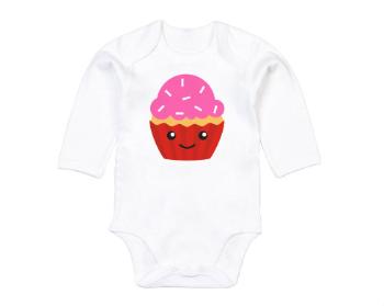 Dětské body dlouhý rukáv BIO Kawaii cupcake