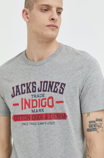 Tričko Jack & Jones šedá barva, s potiskem